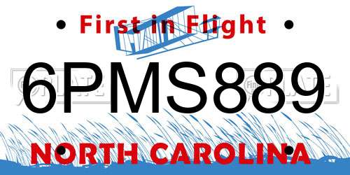 6PMS889 North Carolina License Plate