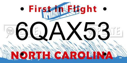6QAX53 North Carolina License Plate