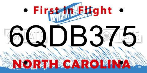 6QDB375 North Carolina License Plate