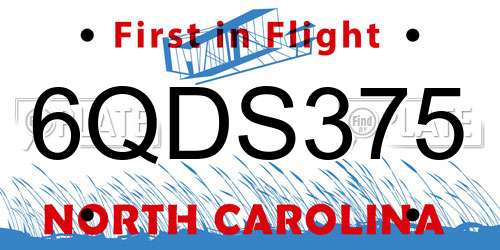 6QDS375 North Carolina License Plate