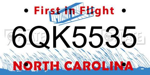 6QK5535 North Carolina License Plate