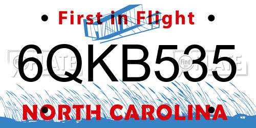 6QKB535 North Carolina License Plate