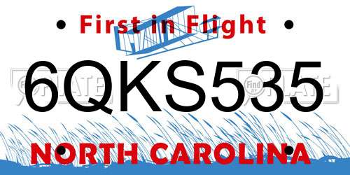 6QKS535 North Carolina License Plate