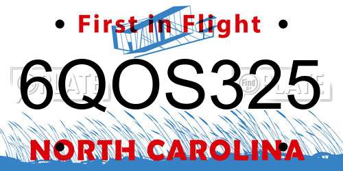 6QOS325 North Carolina License Plate
