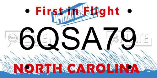 6QSA79 North Carolina License Plate