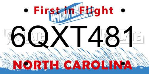 6QXT481 North Carolina License Plate