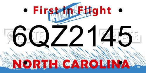 6QZ2145 North Carolina License Plate
