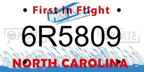 6R5809 North Carolina License Plate