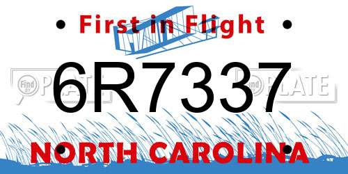 6R7337 North Carolina License Plate