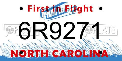 6R9271 North Carolina License Plate