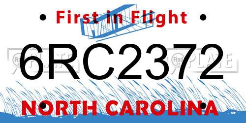 6RC2372 North Carolina License Plate