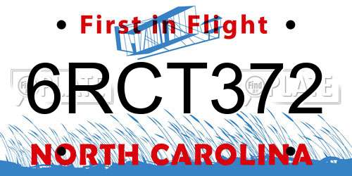 6RCT372 North Carolina License Plate
