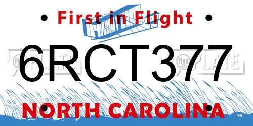 6RCT377 North Carolina License Plate
