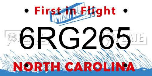 6RG265 North Carolina License Plate