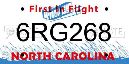 6RG268 North Carolina License Plate