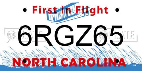 6RGZ65 North Carolina License Plate