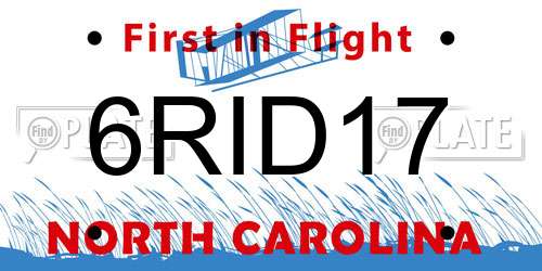 6RID17 North Carolina License Plate