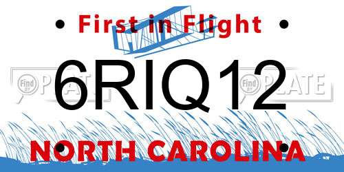 6RIQ12 North Carolina License Plate