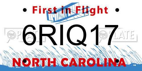 6RIQ17 North Carolina License Plate