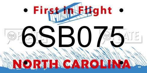 6SB075 North Carolina License Plate