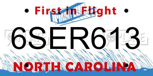 6SER613 North Carolina License Plate