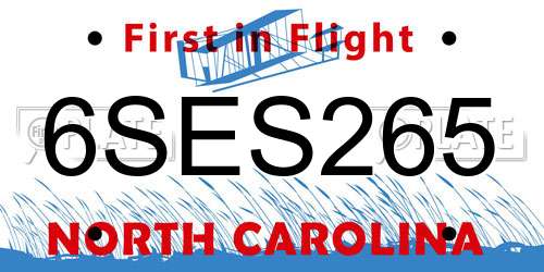 6SES265 North Carolina License Plate