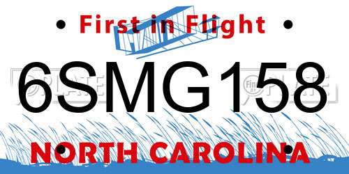 6SMG158 North Carolina License Plate
