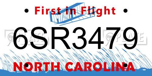 6SR3479 North Carolina License Plate
