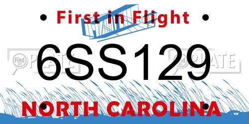 6SS129 North Carolina License Plate