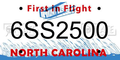 6SS2500 North Carolina License Plate