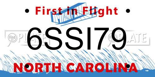 6SSI79 North Carolina License Plate