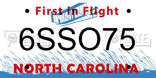 6SSO75 North Carolina License Plate