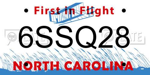 6SSQ28 North Carolina License Plate