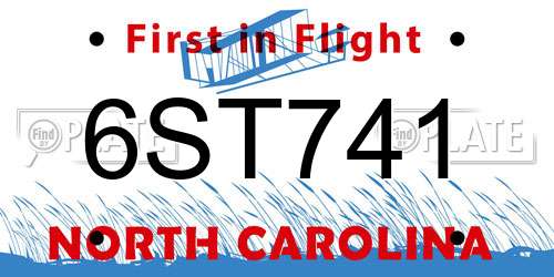6ST741 North Carolina License Plate