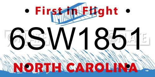 6SW1851 North Carolina License Plate