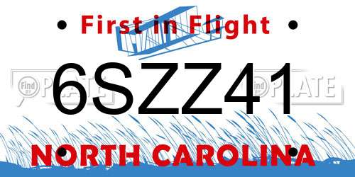 6SZZ41 North Carolina License Plate