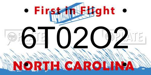6T02O2 North Carolina License Plate