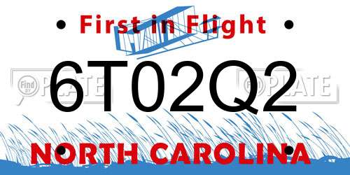 6T02Q2 North Carolina License Plate