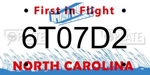 6T07D2 North Carolina License Plate