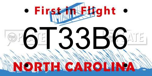 6T33B6 North Carolina License Plate