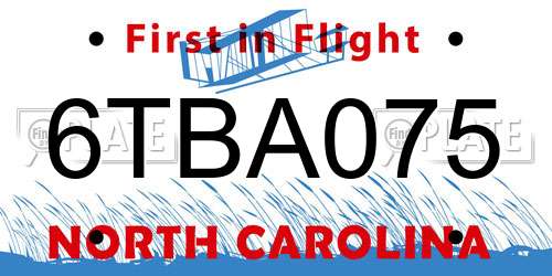 6TBA075 North Carolina License Plate