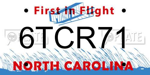 6TCR71 North Carolina License Plate