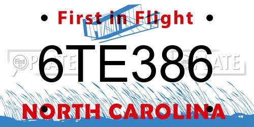 6TE386 North Carolina License Plate