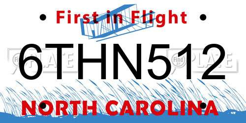 6THN512 North Carolina License Plate