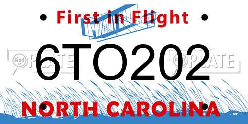 6TO202 North Carolina License Plate