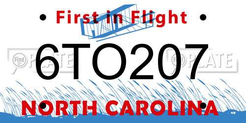 6TO207 North Carolina License Plate