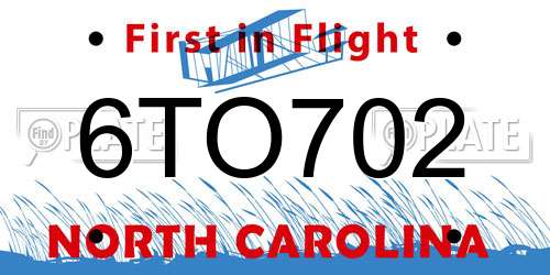6TO702 North Carolina License Plate
