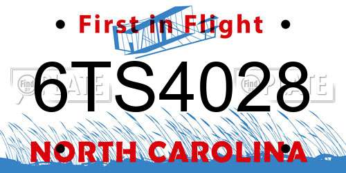 6TS4028 North Carolina License Plate