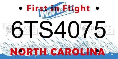 6TS4075 North Carolina License Plate