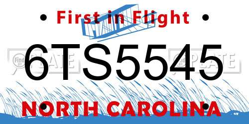 6TS5545 North Carolina License Plate